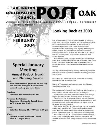Post Oak Newsletter cover — January 2004