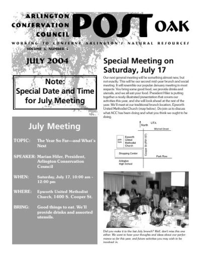Post Oak Newsletter cover — July 2004