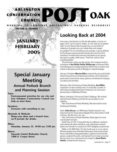 Post Oak Newsletter cover — January 2005