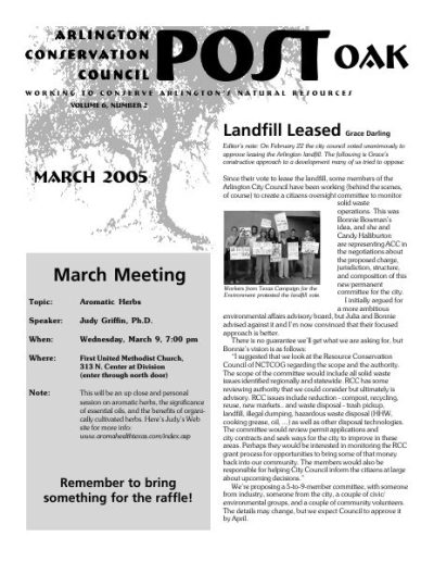 Post Oak Newsletter cover — March 2005