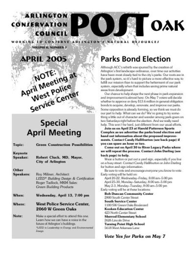 Post Oak Newsletter cover — April 2005