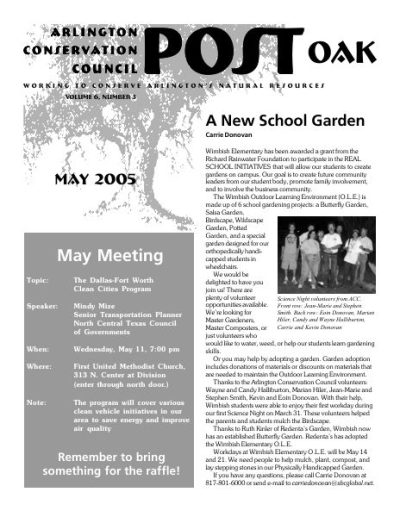 Post Oak Newsletter cover — May 2005