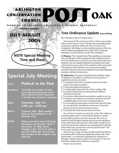 Post Oak Newsletter cover — July 2005