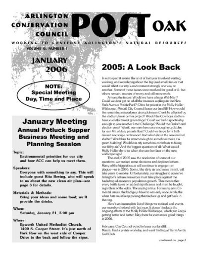 Post Oak Newsletter cover — January 2006