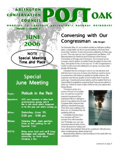 Post Oak Newsletter cover — June 2006