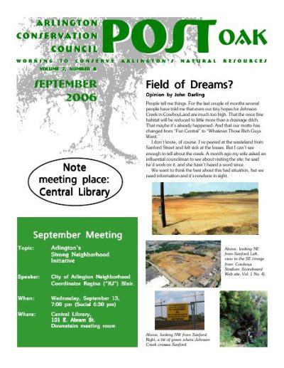 Post Oak Newsletter cover — September 2006