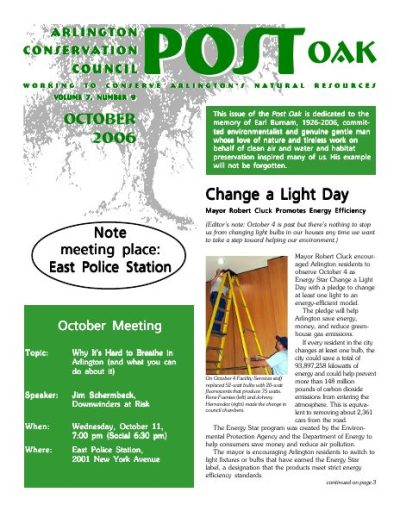Post Oak Newsletter cover — October 2006