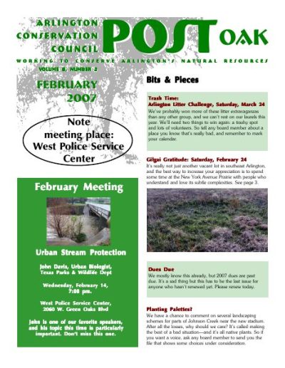 Post Oak Newsletter cover — February 2007