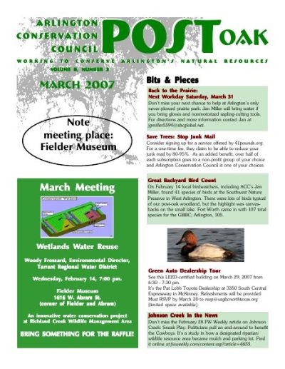 Post Oak Newsletter cover — March 2007