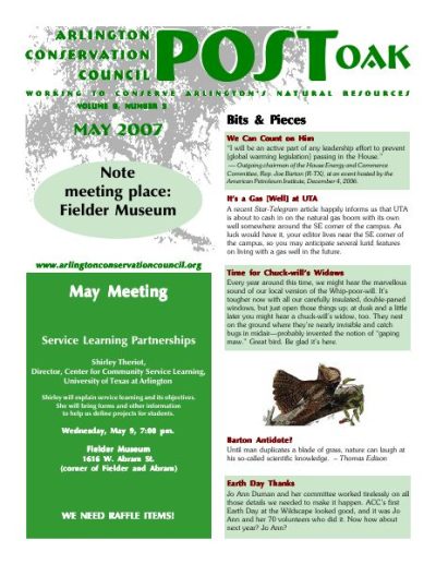 Post Oak Newsletter cover — May 2007