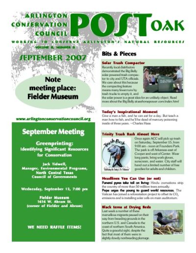 Post Oak Newsletter cover — September 2007