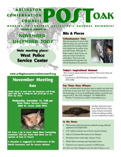 Post Oak Newsletter cover — November 2007