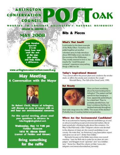 Post Oak Newsletter cover — May 2008