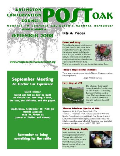 Post Oak Newsletter cover — September 2008