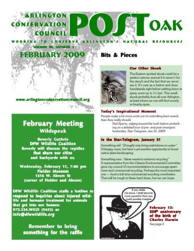 Post Oak Newsletter cover — February 2009