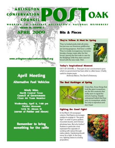 Post Oak Newsletter cover — April 2009