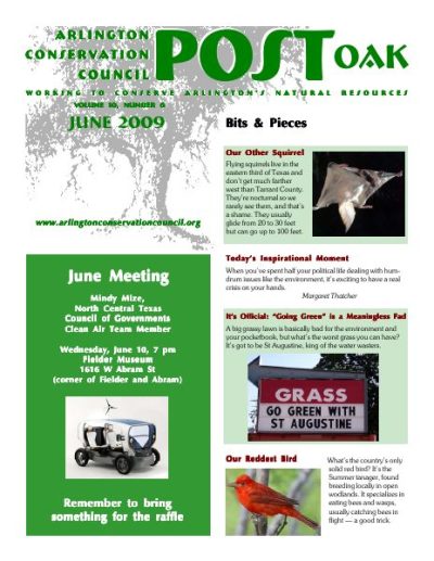 Post Oak Newsletter cover — June 2009