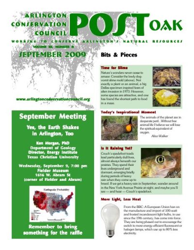 Post Oak Newsletter cover — September 2009