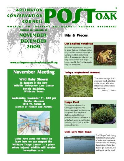 Post Oak Newsletter cover — November 2009