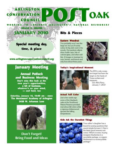 Post Oak Newsletter cover — January 2010