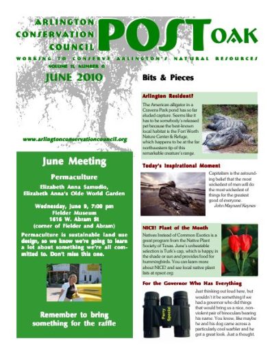 Post Oak Newsletter cover — June 2010