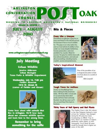 Post Oak Newsletter cover — July 2010