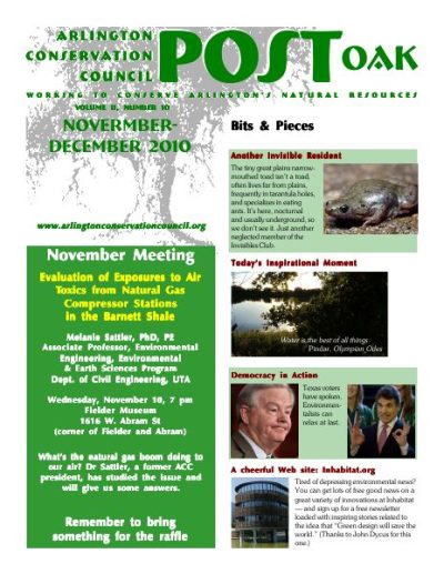 Post Oak Newsletter cover — November 2010