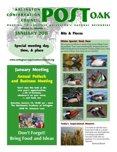Post Oak Newsletter cover — January 2011