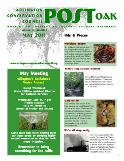 Post Oak Newsletter cover — May 2011
