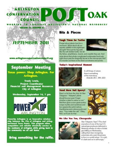 Post Oak Newsletter cover — September 2011