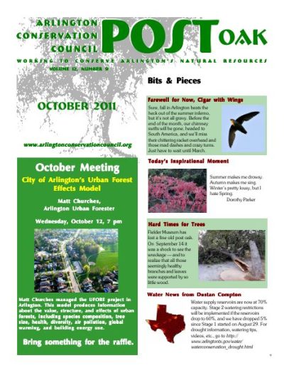 Post Oak Newsletter cover — October 2011